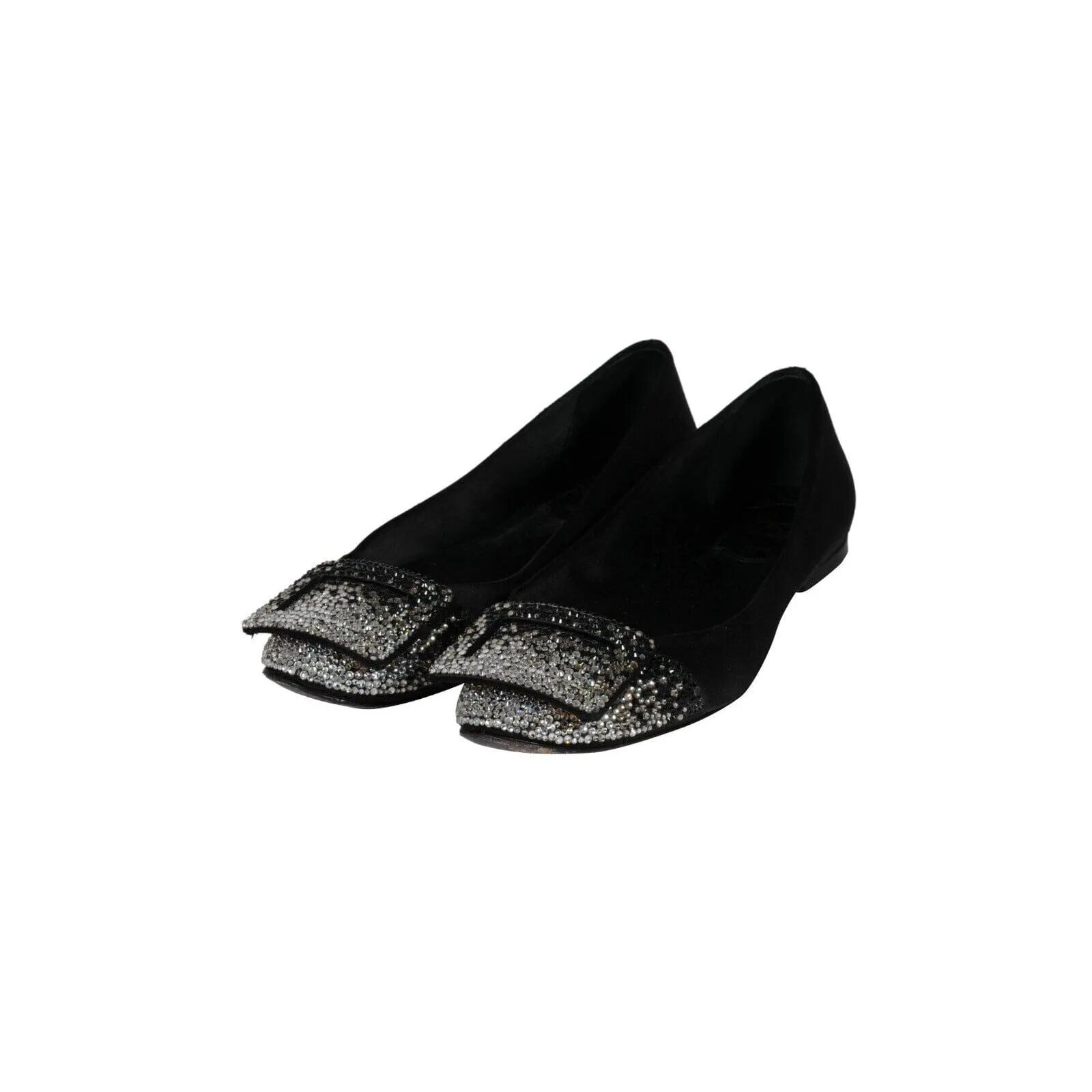 Roger Vivier Womens Ballerine Degrade Strass Crystal Flat US 7 EU 37 Black