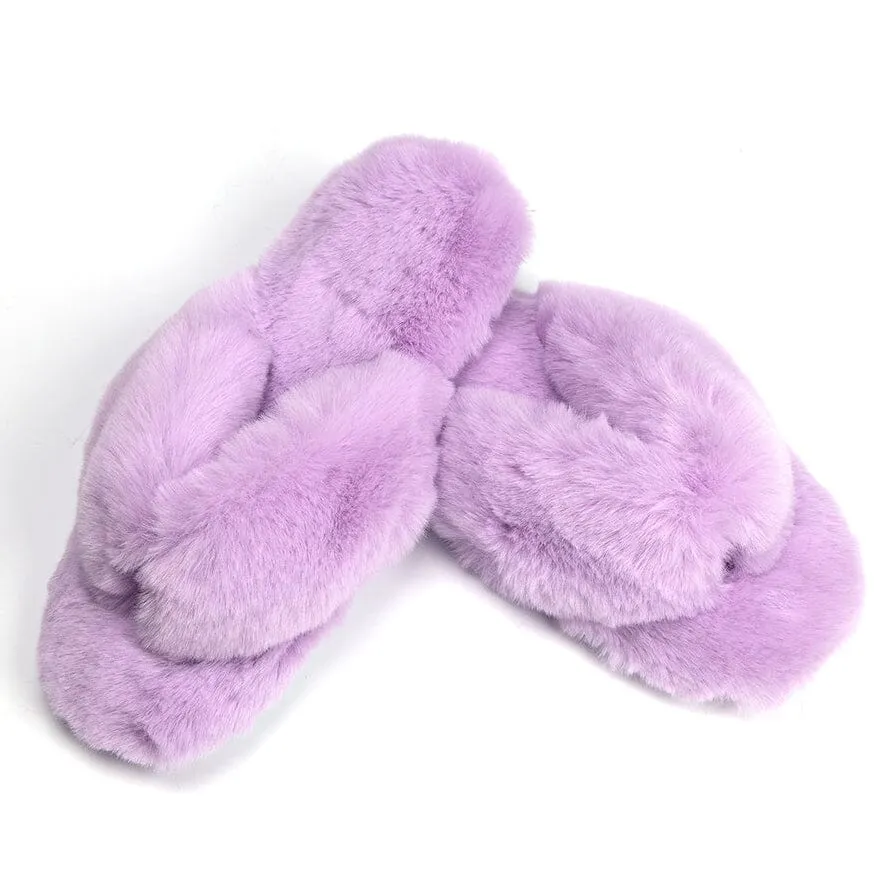 Roxoni Women's Indoor Cute Plush With Contrast Trimming House Slipper