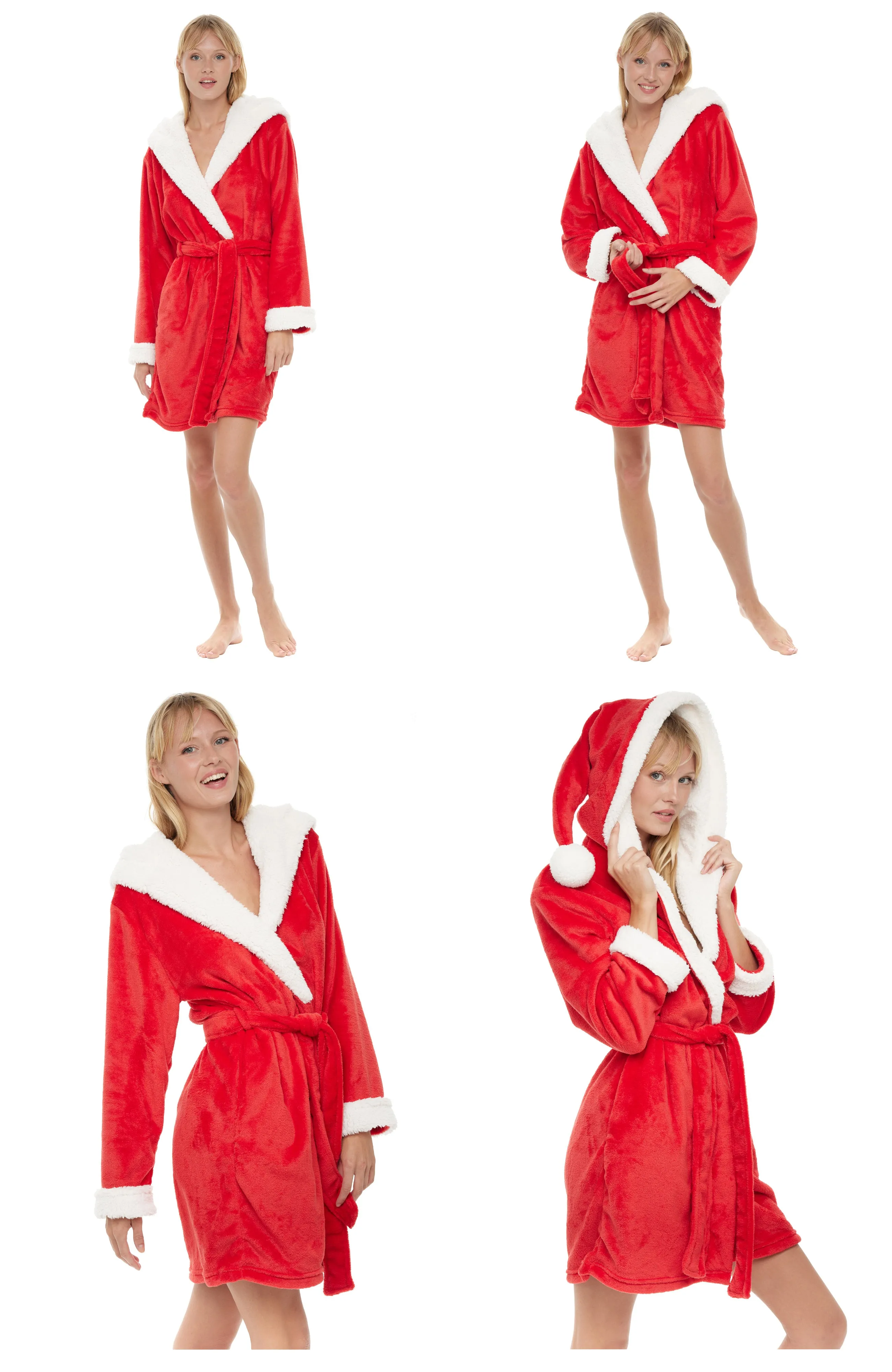 Santa's Helper Robe for Women, Red Christmas Robe for the Holidays