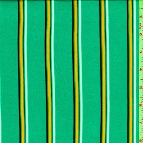 Sea Green Multi Stripe Double Brushed Jersey Knit Fabric