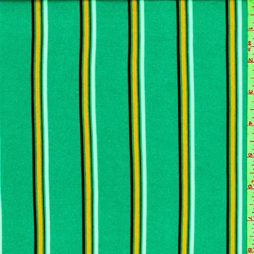 Sea Green Multi Stripe Double Brushed Jersey Knit Fabric