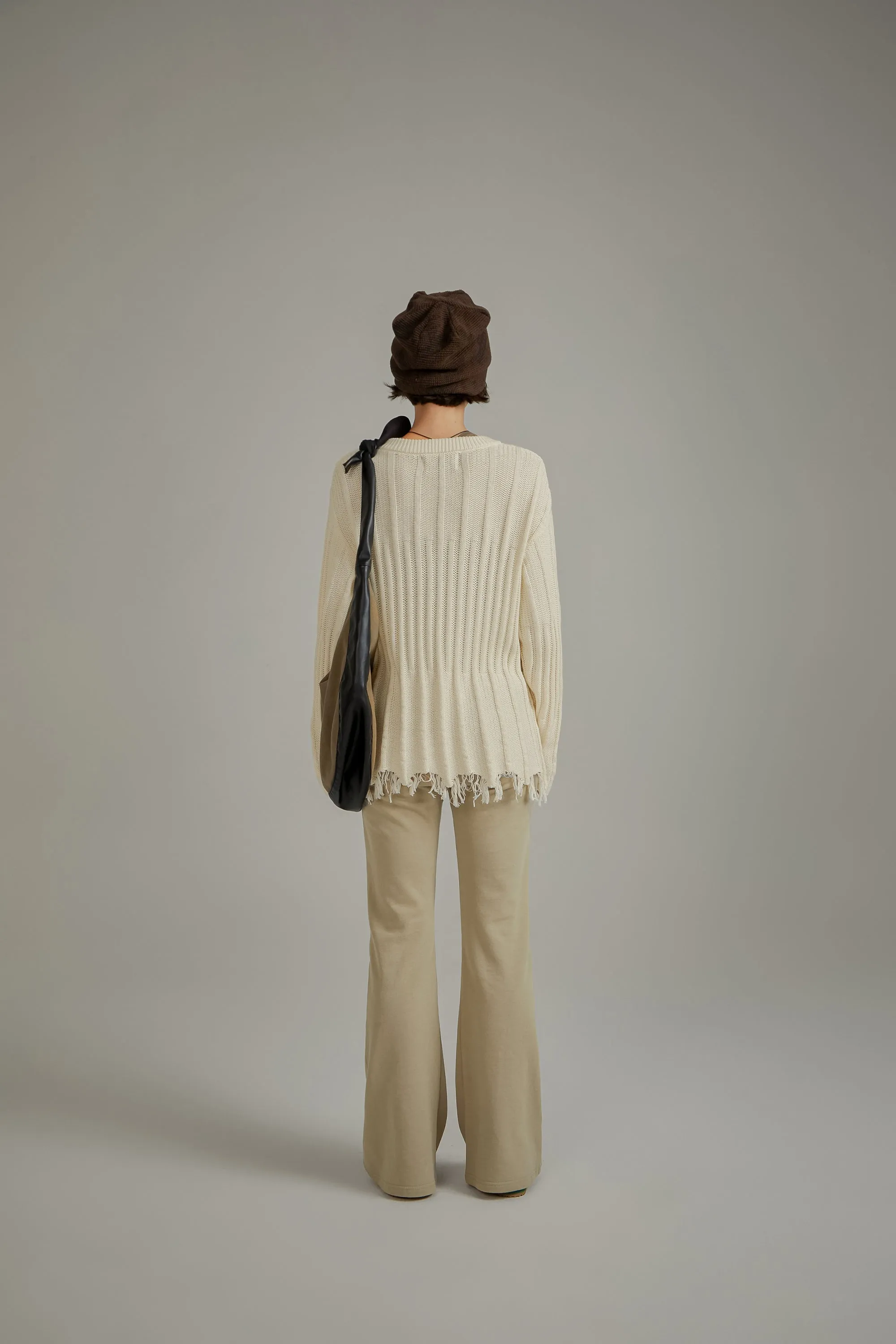 Side Front Slit Long Knit Sweater