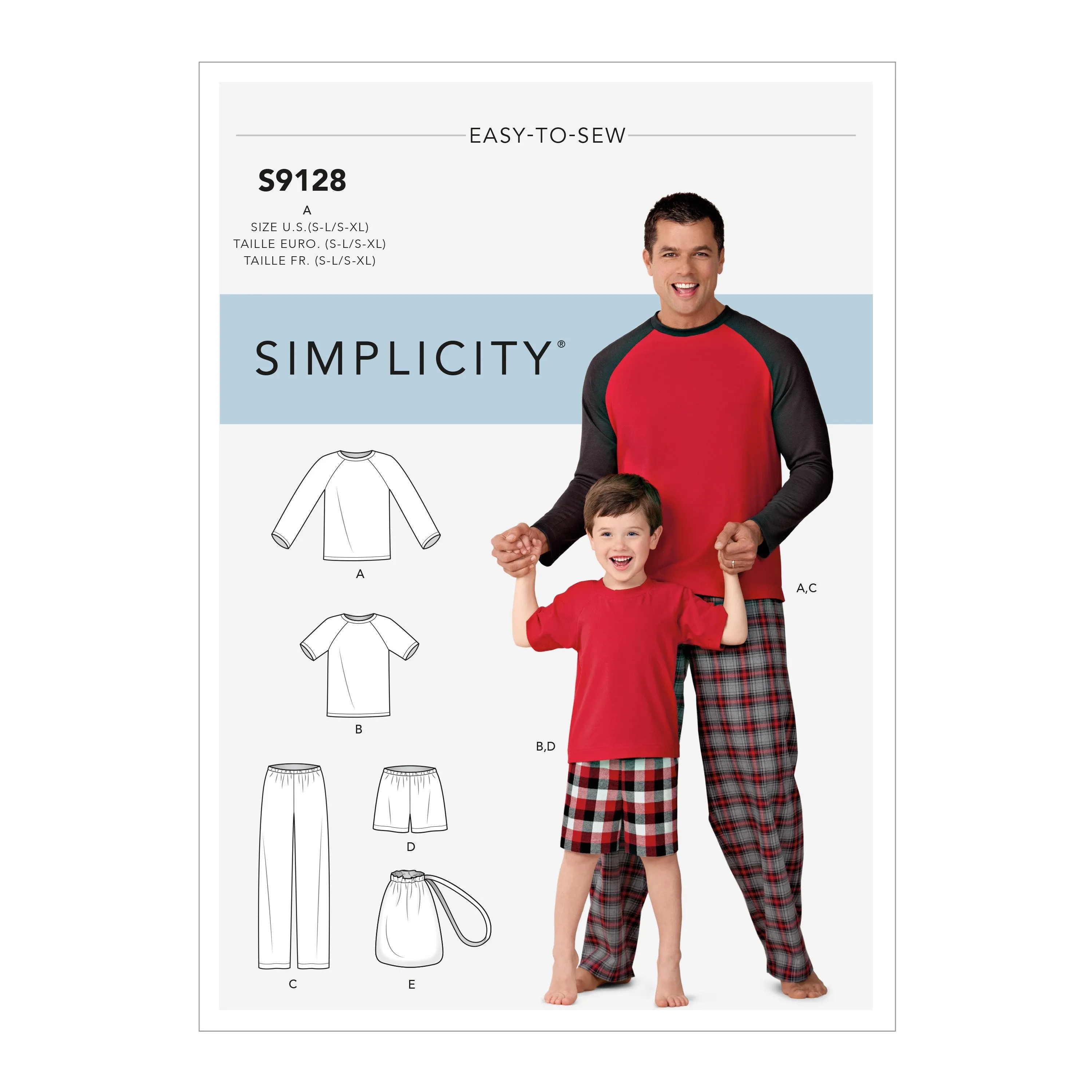 Simplicity Sewing Pattern 9128 Men's and Boys Sleepwear