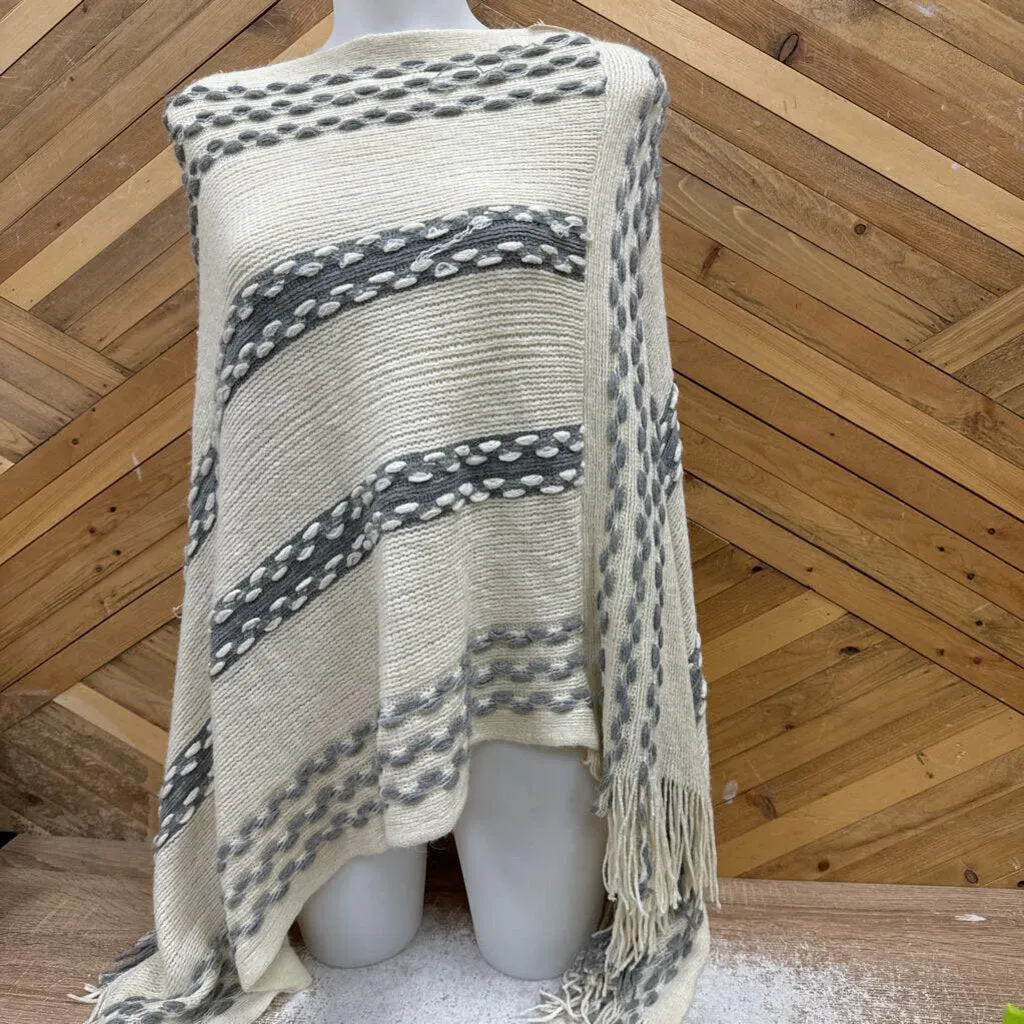 soyaconcept - Knit Poncho - MSRP comp $60: White/Grey-women-