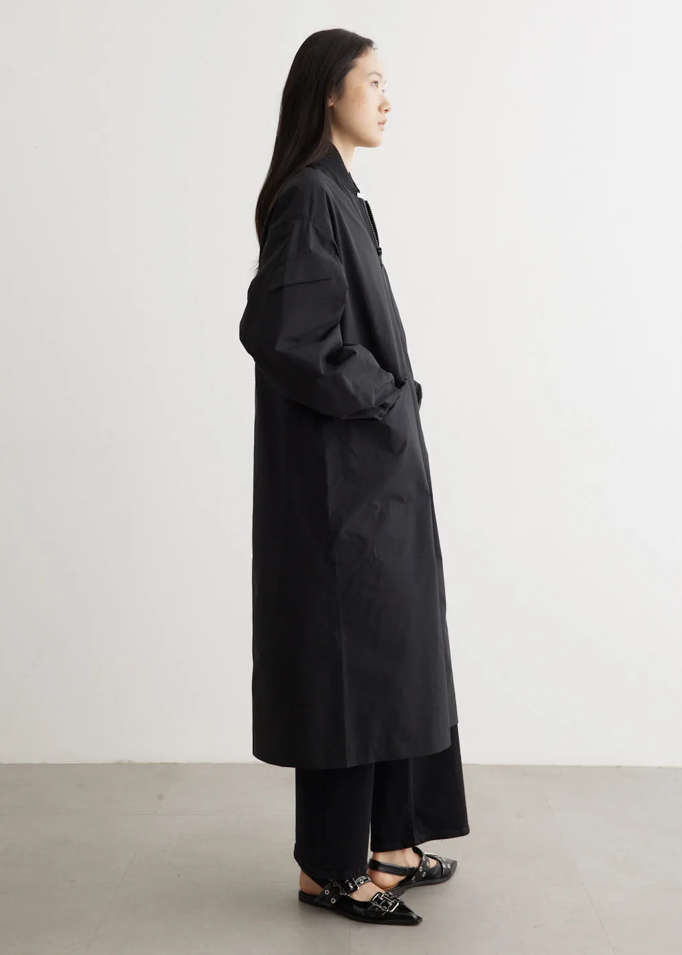 Tech Seersucker Oversized Shell Coat