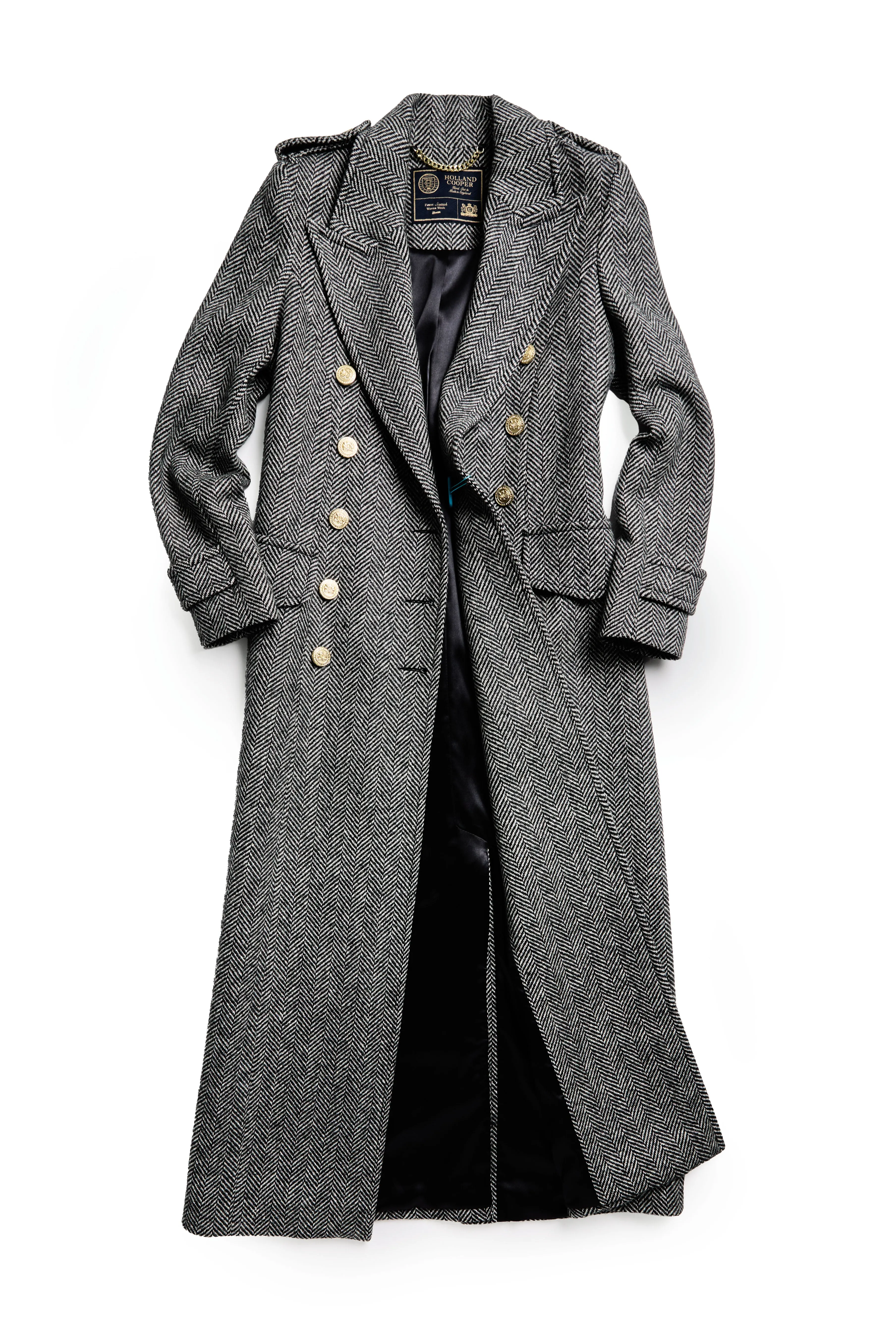 The Great Coat (Wide Tooth Black Herringbone)