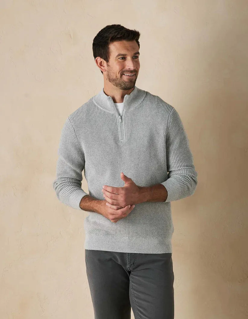 The Normal Brand Men's Waffle Knit Quarter Zip, Grey