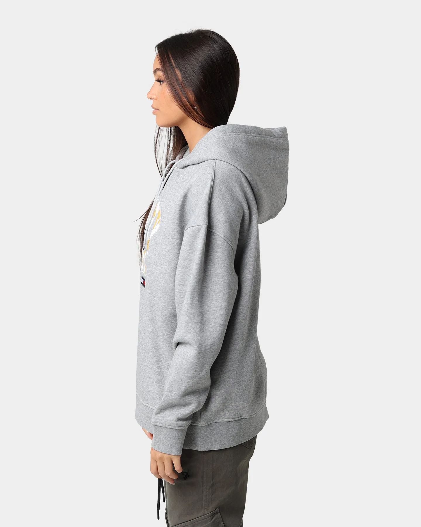 Tommy Jeans Oversized College Argyle Hoodie Grey Heather