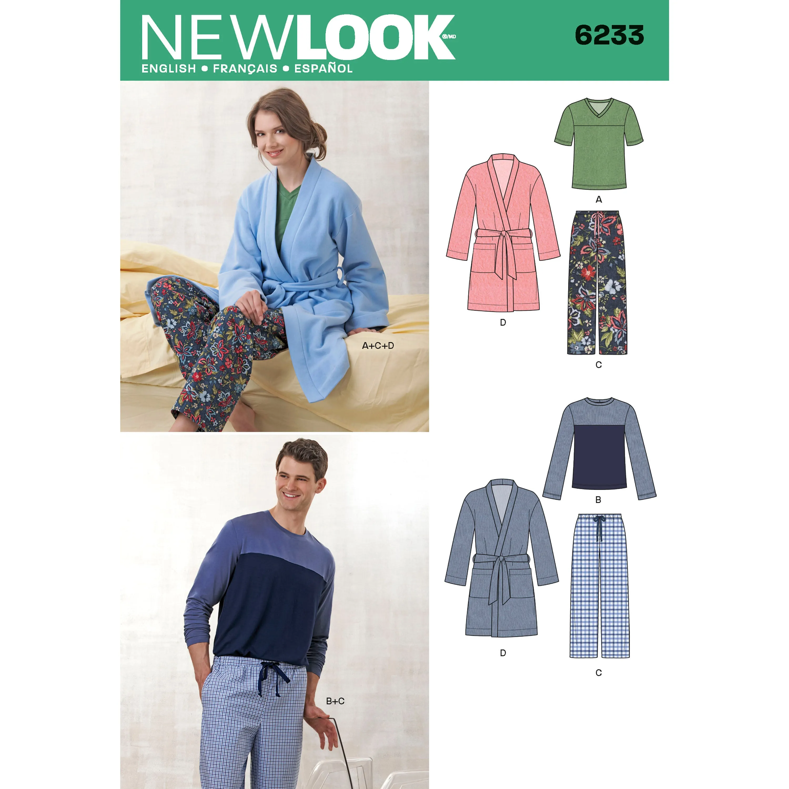 Unisex Pants, Robe and Knit Tops - New Look Sewing Pattern N6233