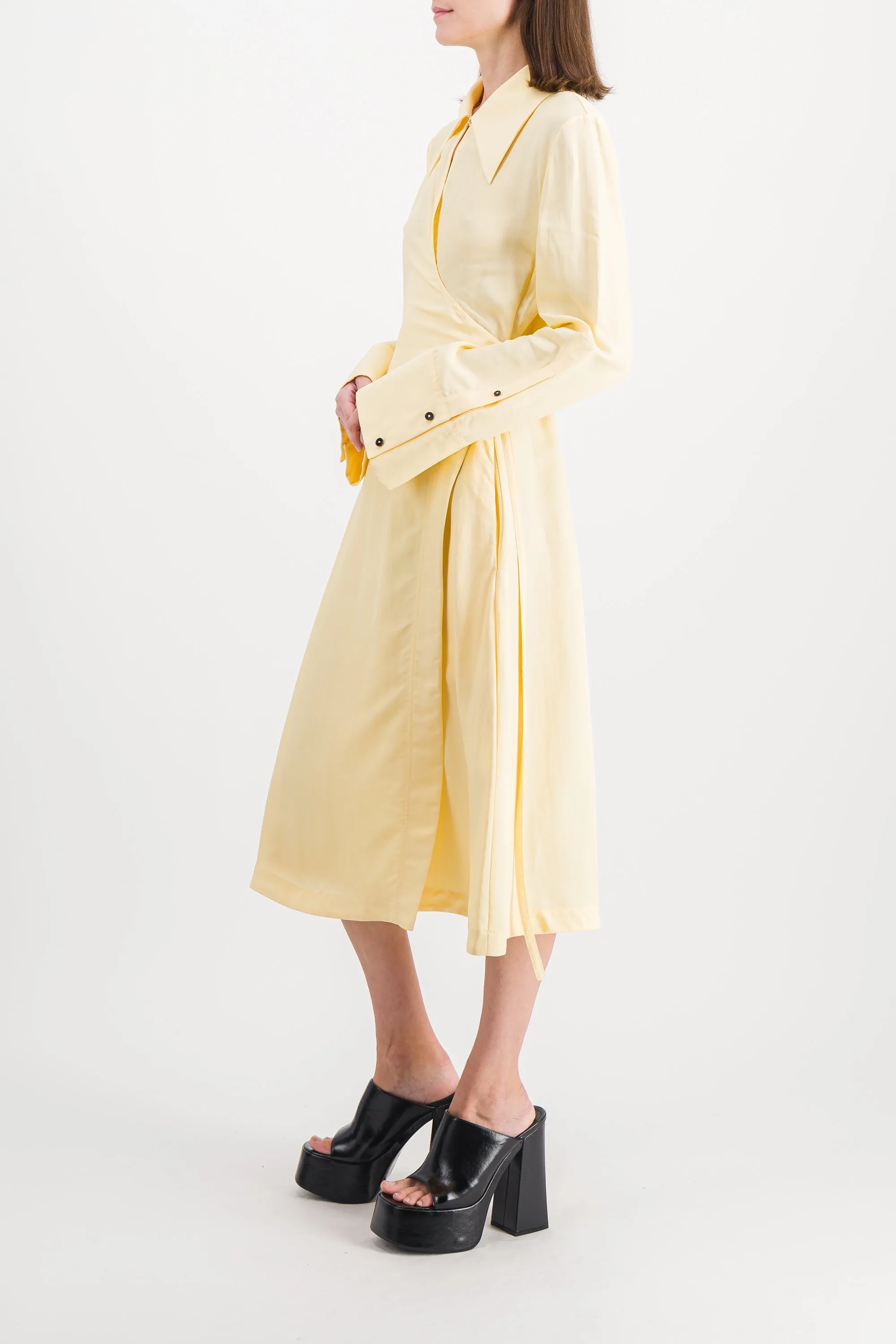 Viscose-silk wrap midi dress