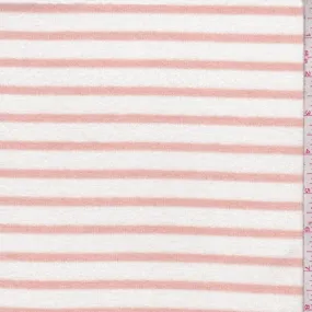 White/Clay Pink Stripe Jersey Sweater Knit Fabric